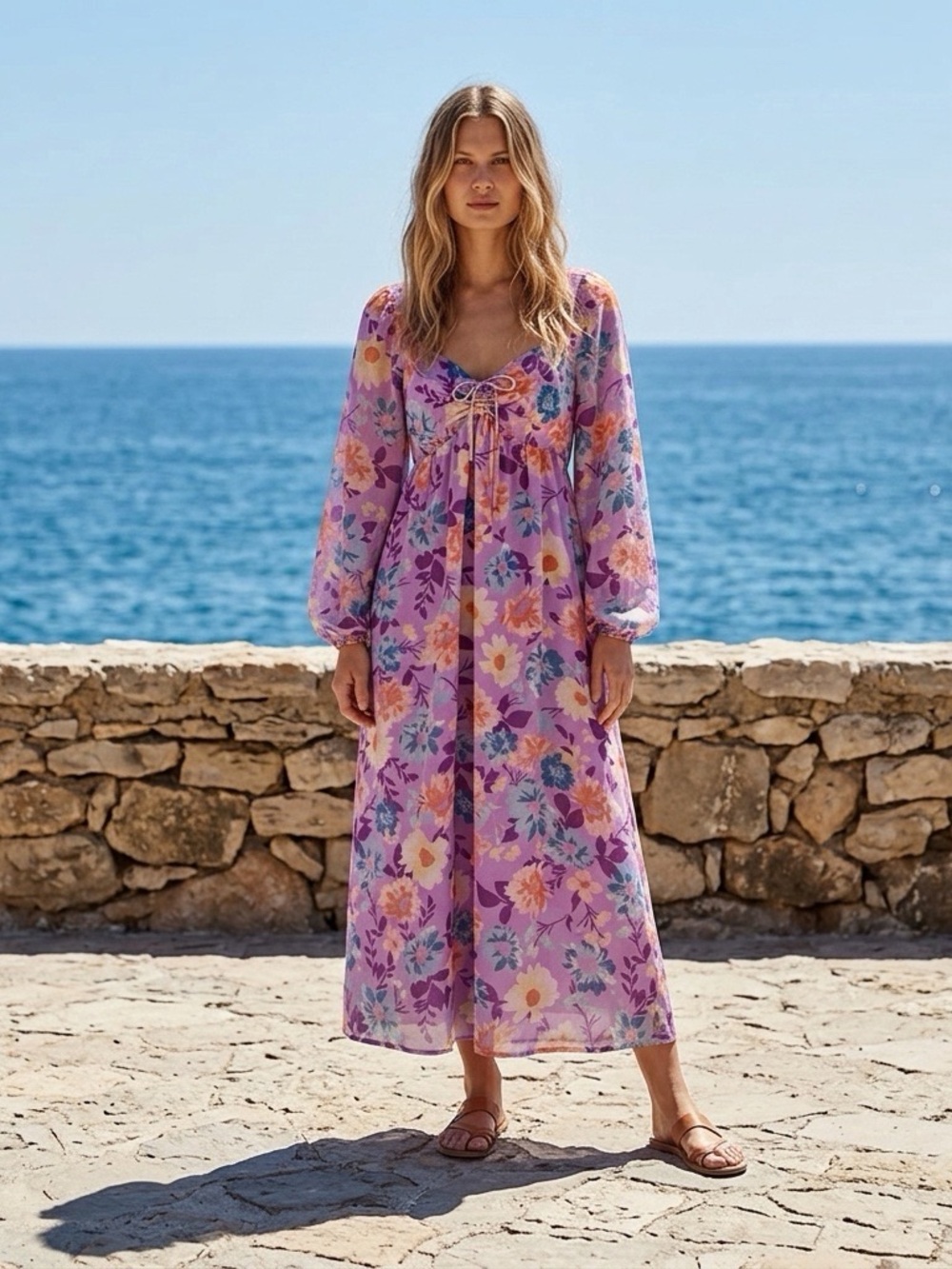 Billabong x The Salty Blonde Floral Babydoll Midi Dress M